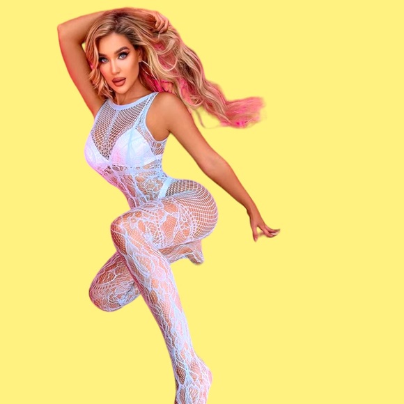 Women's Sexy Spaghetti Strap Lace Bodysuit. Light Blue. NWT. One Size. - Picture 5 of 5